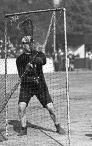 Johnny Howard guarding the net, 1913