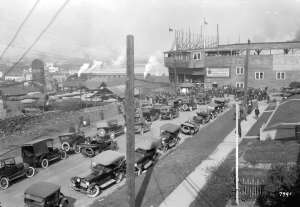 Athletic Park Stadium, 1920 - looking eastbound with Fifth Avenue in the foreground.