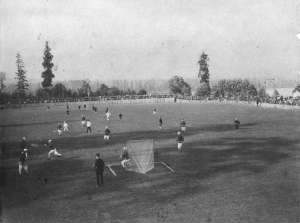 There are very few authenticated photos of lacrosse games played at Brockton Point. This undated photo of what looks like Vancouver vs. New Westminster is one of those few.