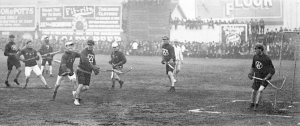 Capacity crowd looks on as the Salmonbellies defense rags the ball at Recreation Park, ca. 1911.
